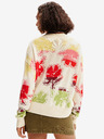Desigual Rote und cremefarbene Damen-Strickjacke mit Blumenmuster Desigual Join