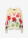 Desigual Rote und cremefarbene Damen-Strickjacke mit Blumenmuster Desigual Join