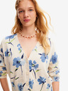 Desigual Blau-beige geblümte Damenstrickjacke Desigual Mantis