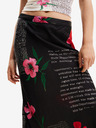 Desigual Schwarzer geblümter Damen-Satin-Maxirock Desigual Siracusa