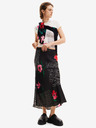 Desigual Schwarzer geblümter Damen-Satin-Maxirock Desigual Siracusa