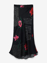 Desigual Schwarzer geblümter Damen-Satin-Maxirock Desigual Siracusa