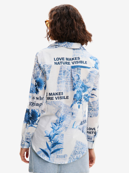 Desigual Blau-weiß gemustertes Damenhemd Desigual Flowers News