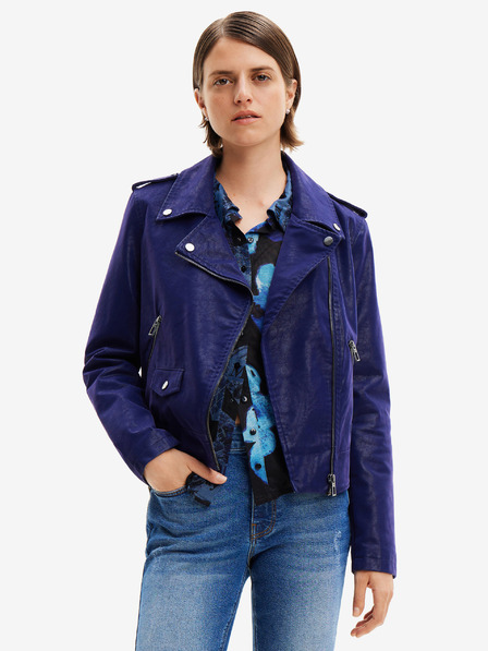 Desigual Dunkelblaue kurvige Damenjacke Desigual Harry aus Leder