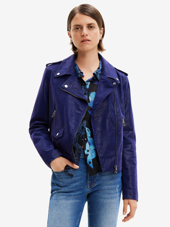 Desigual Dunkelblaue kurvige Damenjacke Desigual Harry aus Leder