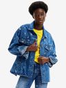 Desigual Blaue Damen-Jeansjacke mit Blumenmuster Desigual Flowers