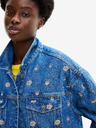 Desigual Blaue Damen-Jeansjacke mit Blumenmuster Desigual Flowers