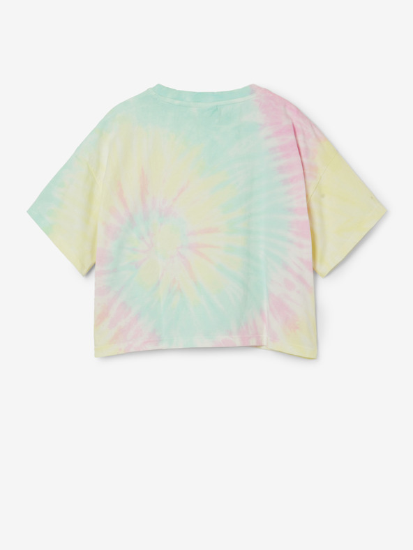 Desigual Desigual Daira gelbes und grünes Batik-T-Shirt für Mädchen