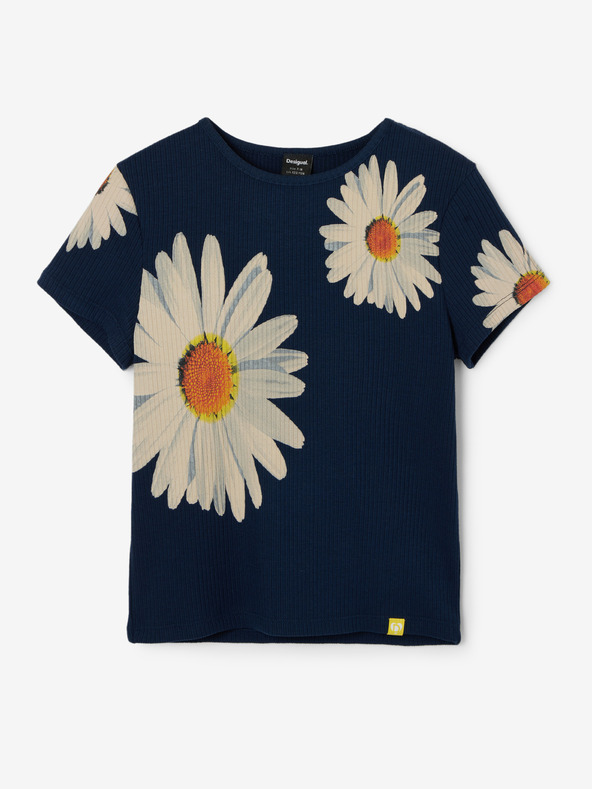 Desigual Desigual Danerys dunkelblaues geblümtes Mädchen-T-Shirt