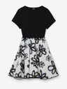 Desigual Weiß-schwarzes Desigual Bera Mädchen-Blumenkleid