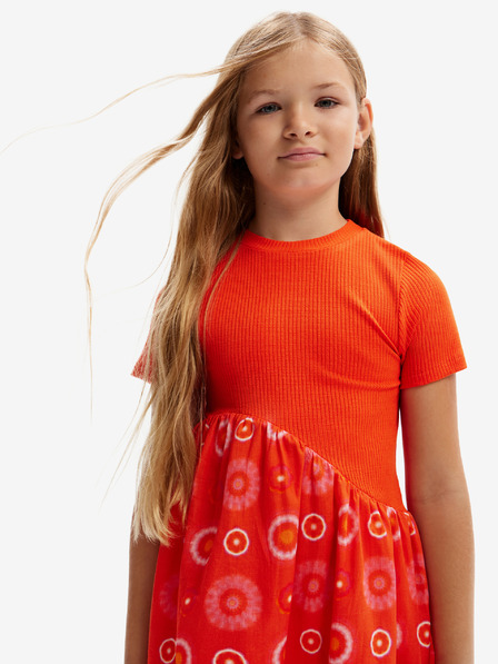 Desigual Orangefarbenes Desigual Andy Mädchenkleid