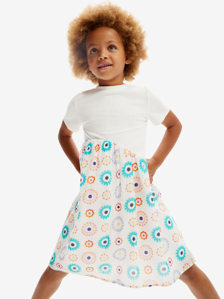 Desigual Weißes Desigual Andy Mädchenkleid