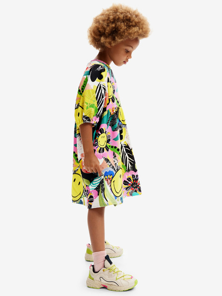 Desigual Desigual Baia gelbes gemustertes Kleid für Mädchen