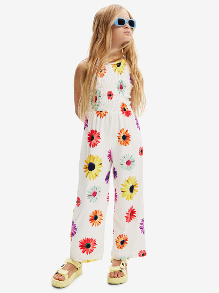 Desigual Desigual Delia Mädchen Jumpsuit mit Blumenmuster Weiß