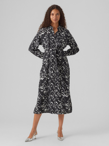 Vero Moda Schwarzes gemustertes Damen-Shirt-Midikleid Vero Moda Cia