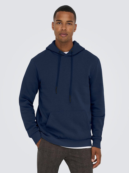 ONLY & SONS Dunkelblauer Basic-Kapuzenpullover für Herren ONLY & SONS Ceres