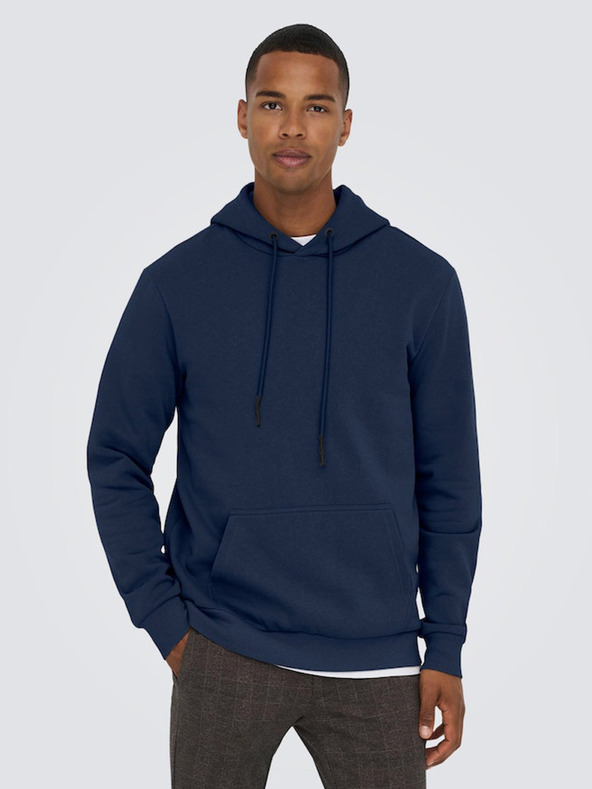 ONLY & SONS Dunkelblauer Basic-Kapuzenpullover für Herren ONLY & SONS Ceres