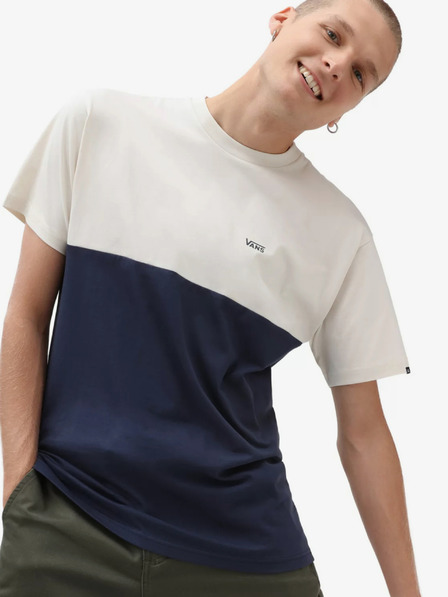 Vans Cremefarbenes und blaues VANS Colorblock-T-Shirt für Herren