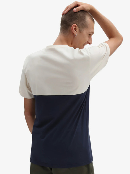 Vans Cremefarbenes und blaues VANS Colorblock-T-Shirt für Herren