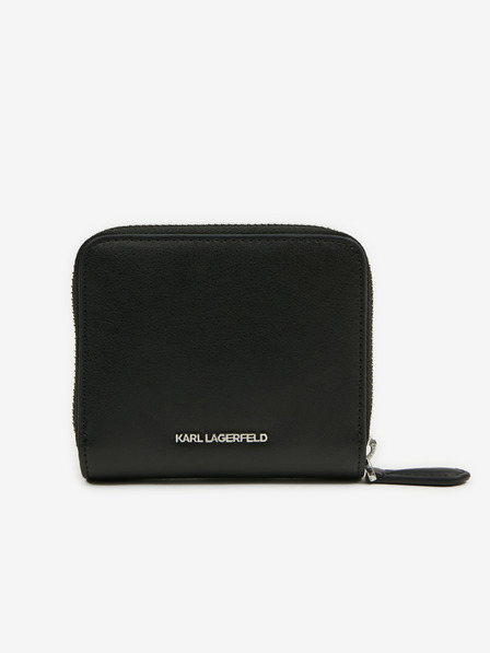 Karl Lagerfeld Schwarzes Damen Portemonnaie aus Leder KARL LAGERFELD Ikonik
