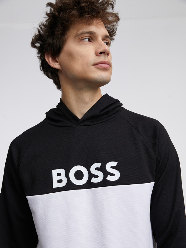 BOSS Weiß-schwarzer Herren-Kapuzenpullover Hugo Boss
