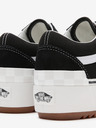 Vans Schwarz-weiße Damen-Sneakers mit Wildleder-Details auf Plateau VANS Old Skool Stacked