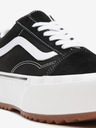 Vans Schwarz-weiße Damen-Sneakers mit Wildleder-Details auf Plateau VANS Old Skool Stacked