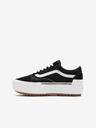 Vans Schwarz-weiße Damen-Sneakers mit Wildleder-Details auf Plateau VANS Old Skool Stacked