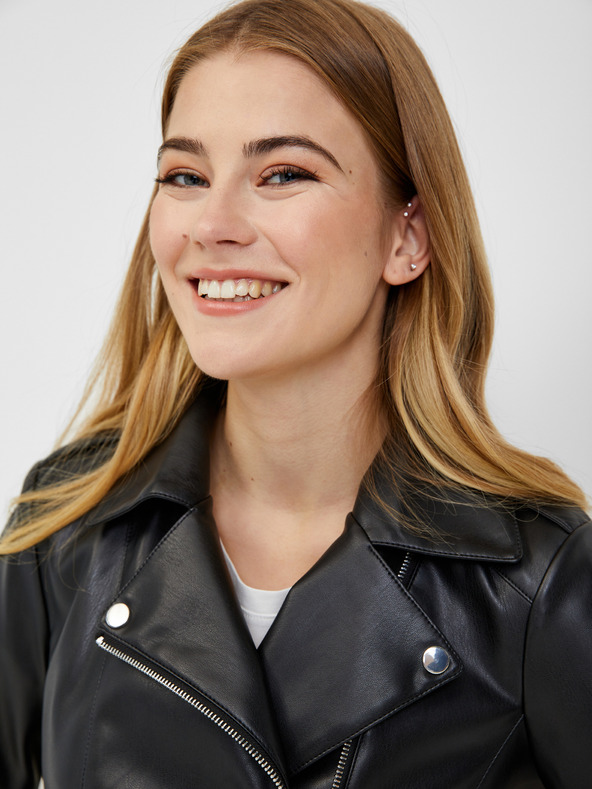 Orsay Schwarze Damen Kunstlederjacke ORSAY