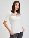 Orsay Weißes Damen-T-Shirt mit Spitze ORSAY