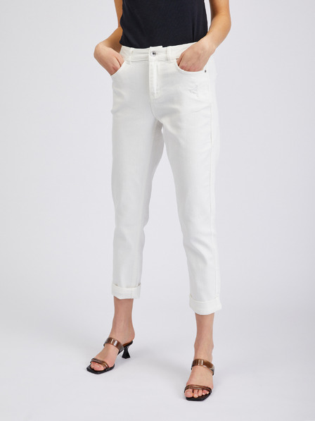 Orsay Weiße verkürzte Damen Boyfriend-Jeans ORSAY