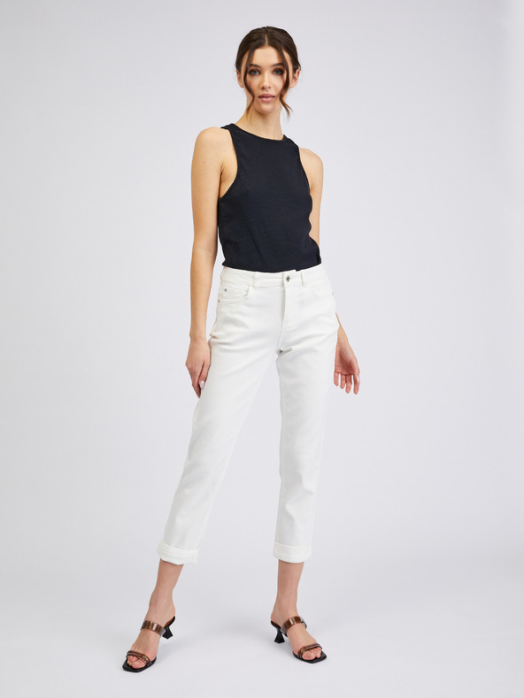 Orsay Weiße verkürzte Damen Boyfriend-Jeans ORSAY