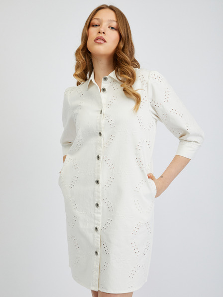 Orsay Weißes Damen Hemdblusenkleid aus Denim ORSAY