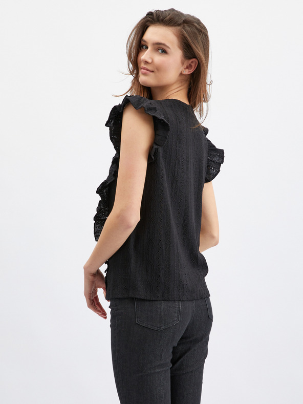 Orsay Schwarzes Damenhemd mit Rüsche ORSAY