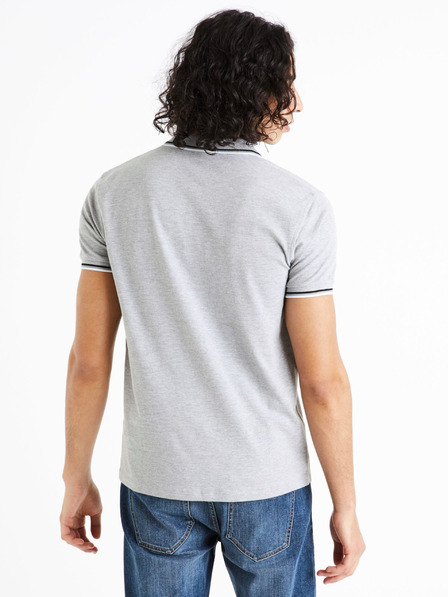 Celio Hellgraues Herren-Poloshirt Celio Decolrayeb