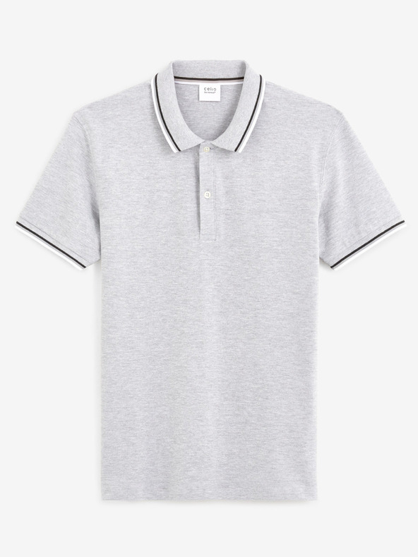 Celio Hellgraues Herren-Poloshirt Celio Decolrayeb