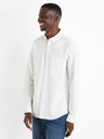 Celio Hellgrün gestreiftes Herrenhemd Celio Caoxfordy