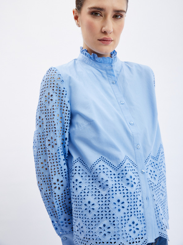 Orsay Hellblaue Damenbluse mit dekorativen Details ORSAY