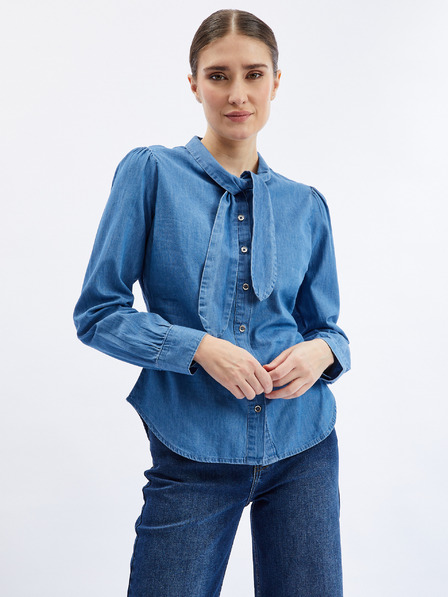 Orsay Blaues Damen-Denim-Shirt mit dekorativem Detail ORSAY