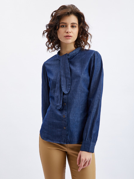Orsay Dunkelblaues Damen-Denim-Shirt mit dekorativem Detail ORSAY