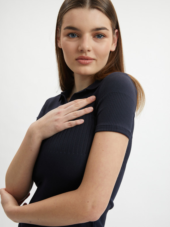 Orsay Dunkelblaues Damen-Strick-Poloshirt ORSAY