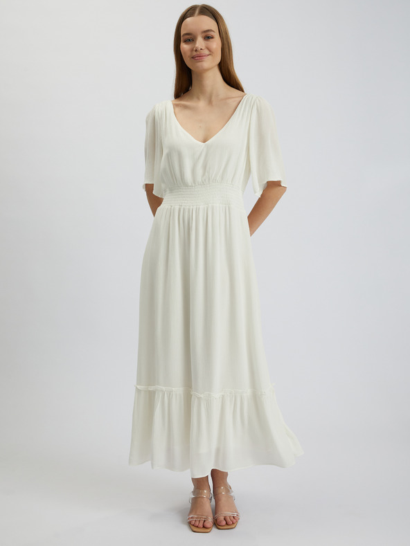 Orsay Cremefarbenes Damen-Maxikleid ORSAY