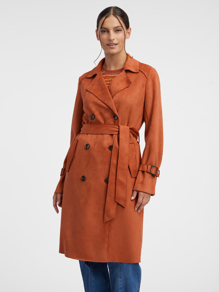 Orsay Ziegelfarbener Damen-Trenchcoat aus Wildleder ORSAY