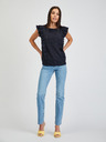 Orsay Dunkelblaues Damen-T-Shirt mit Rüsche ORSAY