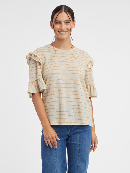Orsay Beigefarbenes gestreiftes Damen-T-Shirt ORSAY