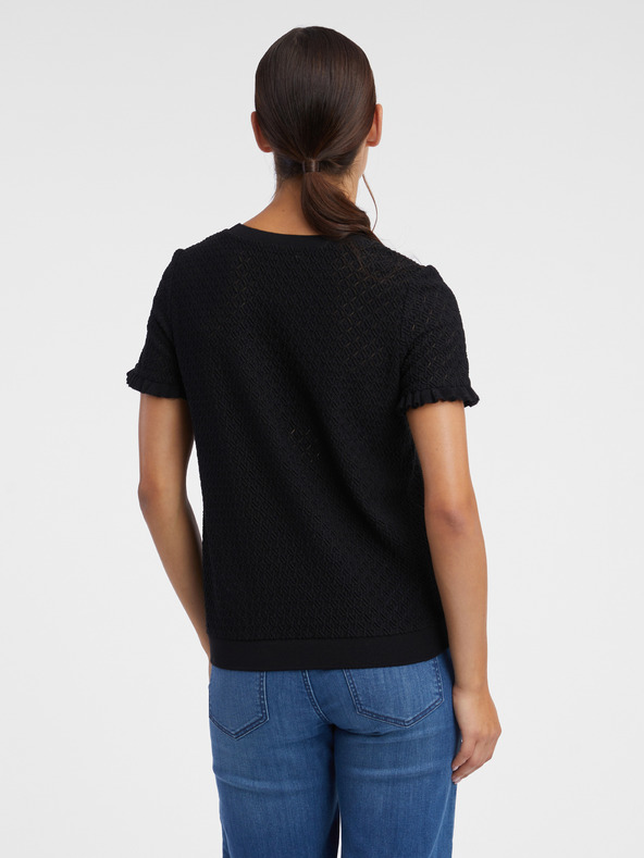 Orsay Schwarzes gemustertes Damen-Strick-Shirt ORSAY