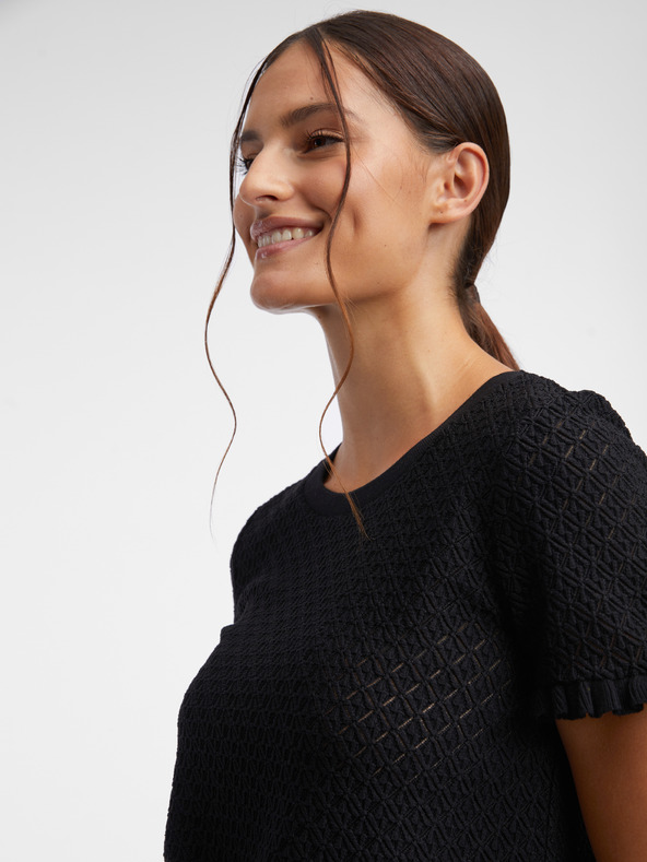 Orsay Schwarzes gemustertes Damen-Strick-Shirt ORSAY