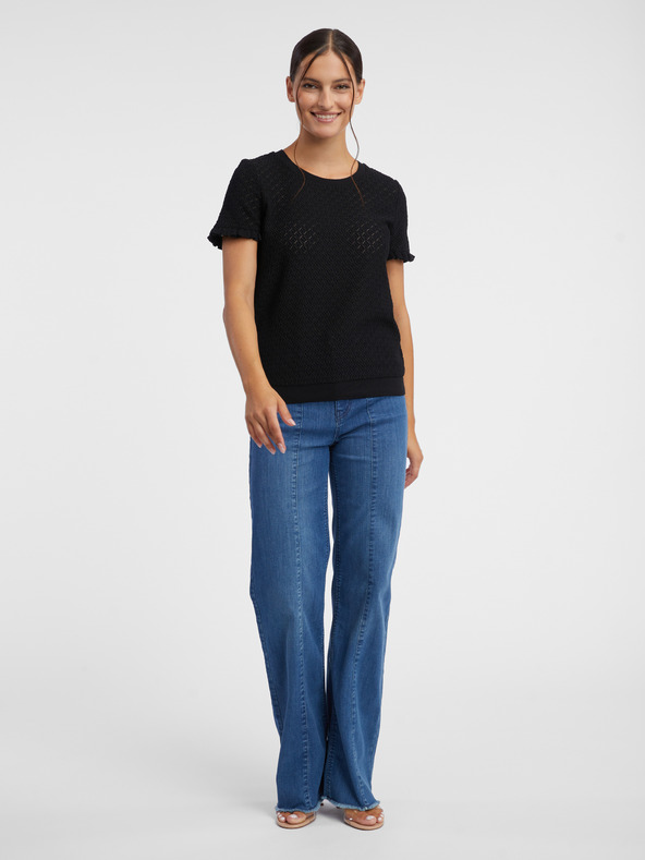 Orsay Schwarzes gemustertes Damen-Strick-Shirt ORSAY