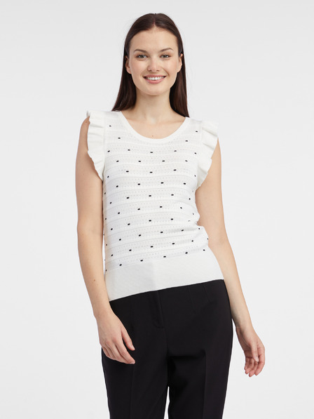 Orsay Weißes Damen-Polka-Dot-Pullover-Shirt ORSAY