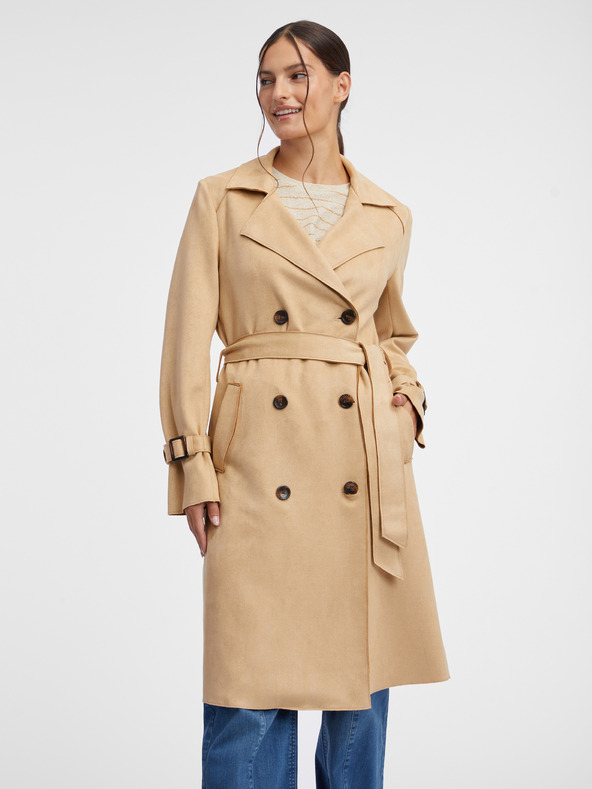 Orsay Beigefarbener Trenchcoat für Damen aus Wildleder ORSAY